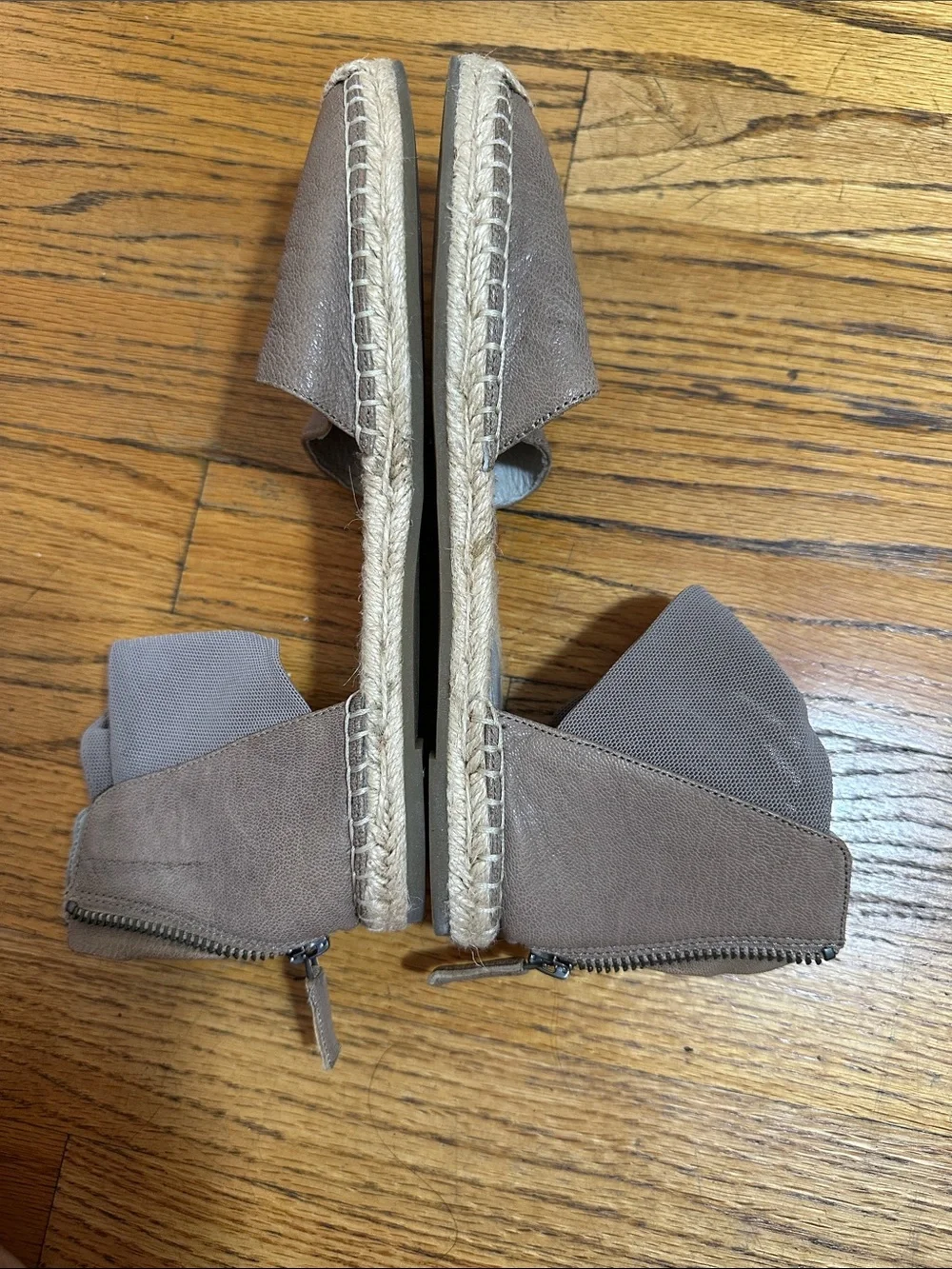 Eileen Fisher Taupe Brown Espadrille Ankle-Wrap Sandals